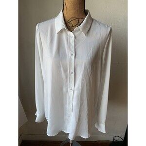 Laundry By Shelli Segal White Long Sleeve Sheer Blouse Size SMALL EUC